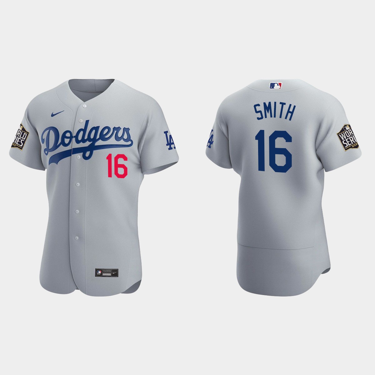 Los Angeles Dodgers #16 Will Smith 2020 World Series Alternate Jersey - Gray