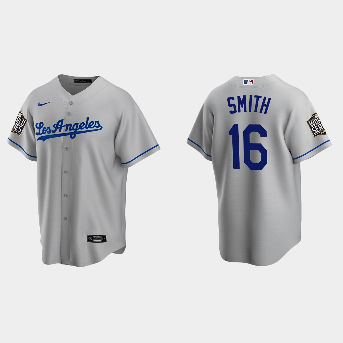 Los Angeles Dodgers #16 Will Smith 2020 World Series Road Jersey - Gray