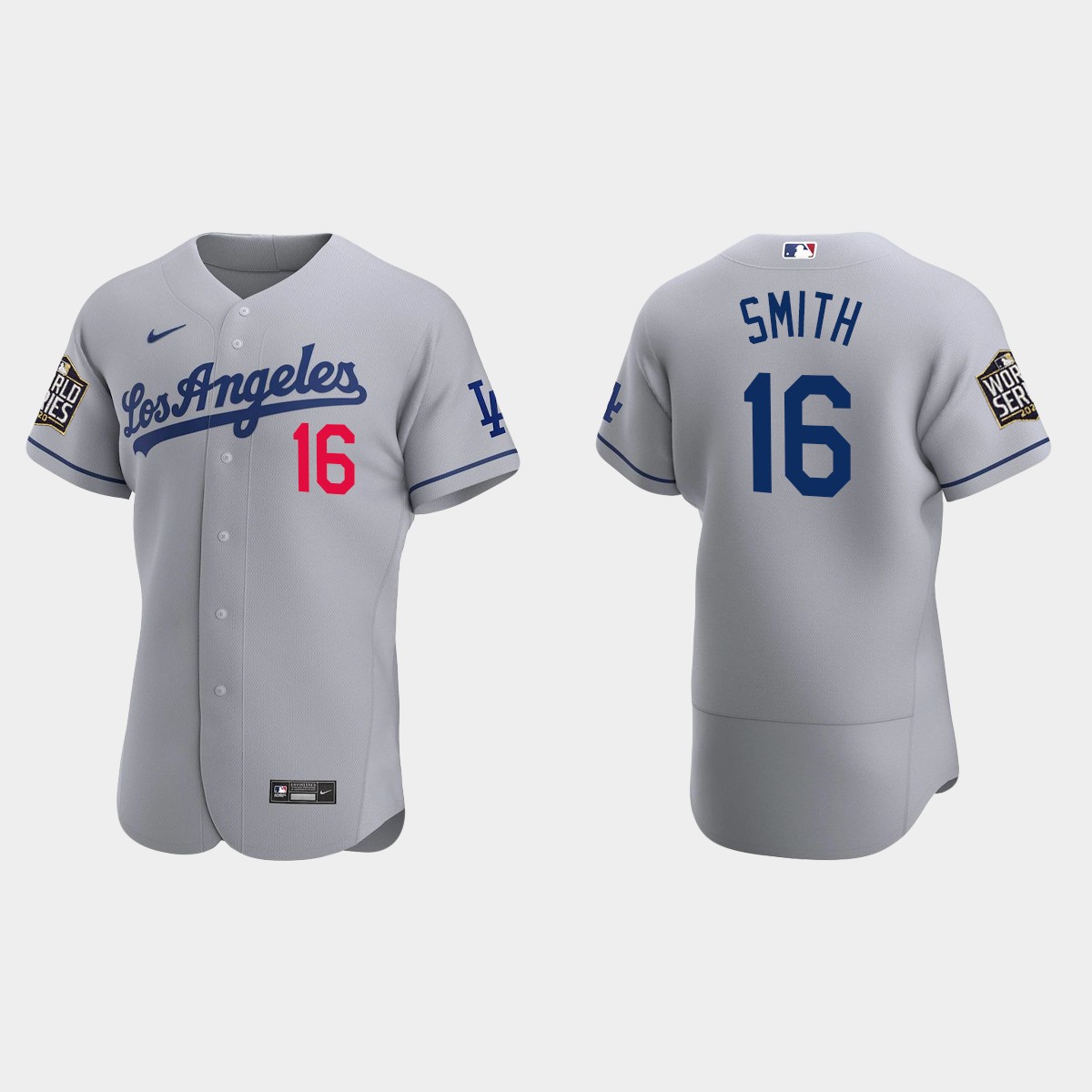 Los Angeles Dodgers #16 Will Smith 2020 World Series Road Jersey - Gray