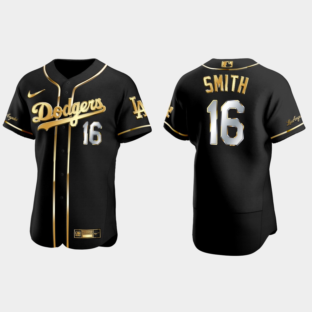 Los Angeles Dodgers #16 Will Smith Golden Edition Jersey - Black