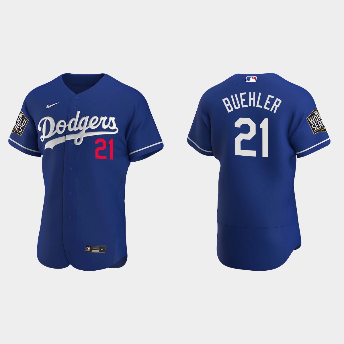 Los Angeles Dodgers #21 Walker Buehler 2020 World Series Alternate Jersey - Royal