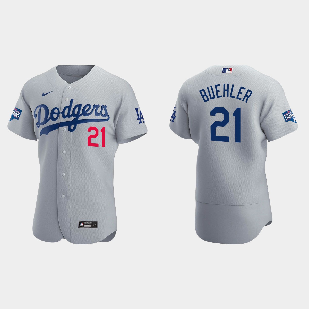Los Angeles Dodgers #21 Walker Buehler 2020 World Series Champions Alternate Team Jersey - Gray
