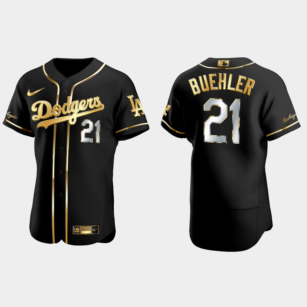 Los Angeles Dodgers #21 Walker Buehler Golden Edition Jersey - Black