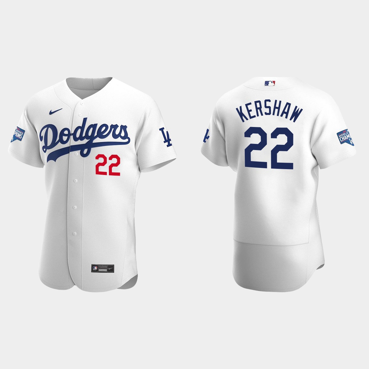 Los Angeles Dodgers #22 Clayton Kershaw 2020 World Series Champions Bound Jersey - White