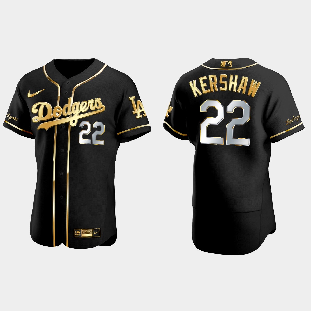 Los Angeles Dodgers #22 Clayton Kershaw Golden Edition Jersey - Black
