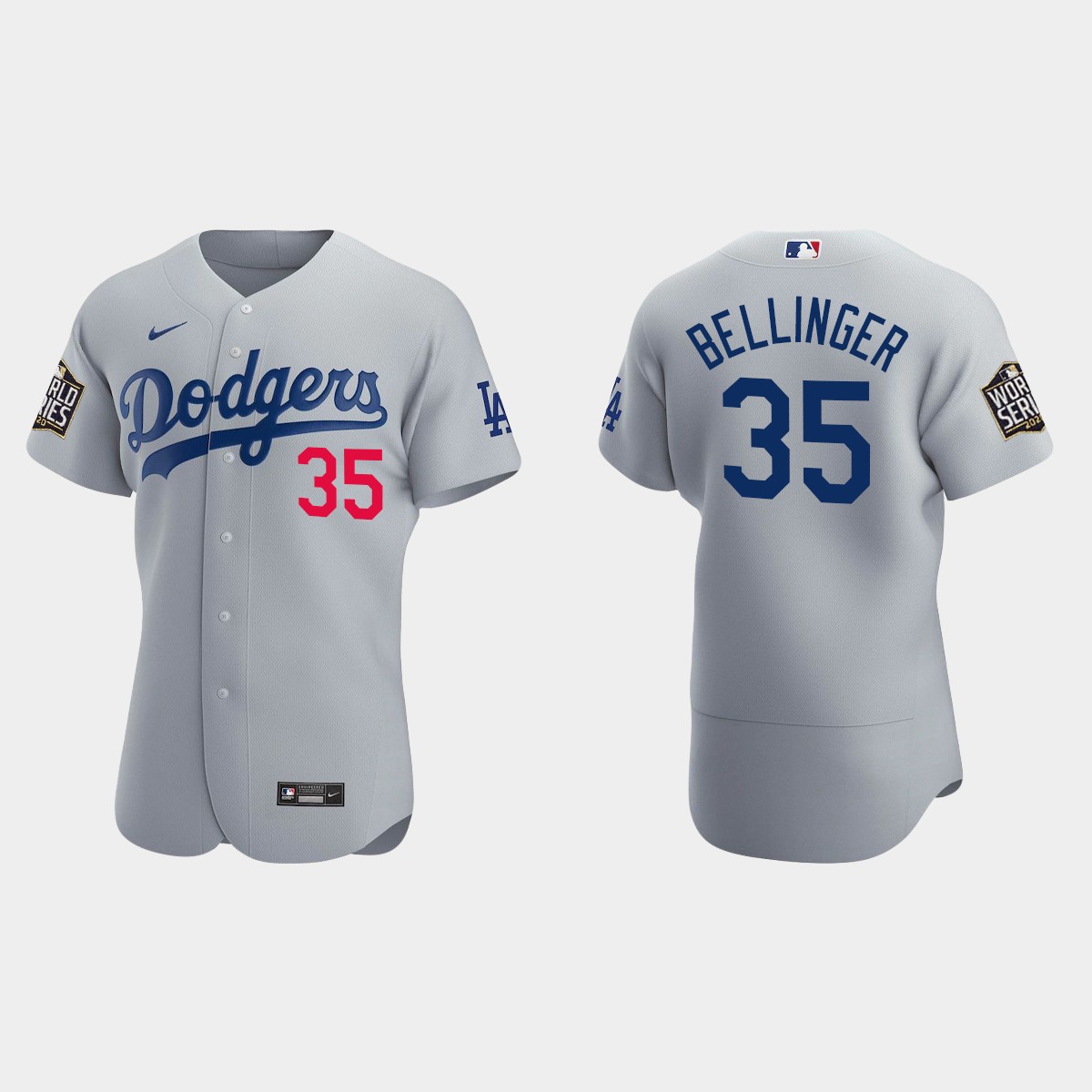 Los Angeles Dodgers #35 Cody Bellinger 2020 World Series Alternate Jersey - Gray