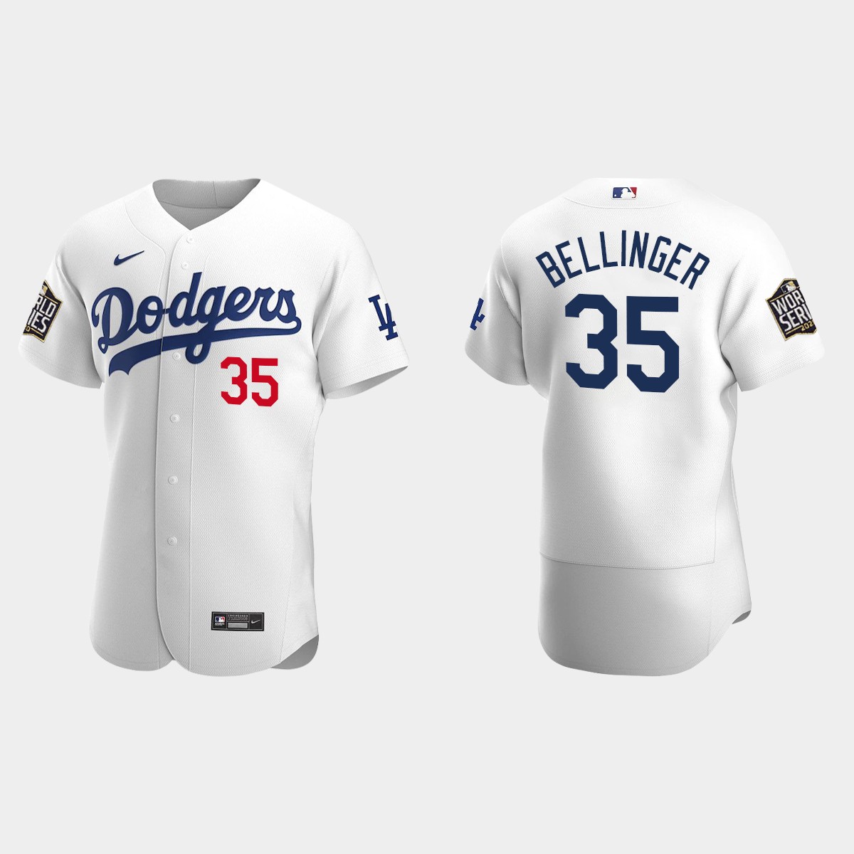 Los Angeles Dodgers #35 Cody Bellinger 2020 World Series Home Jersey - White