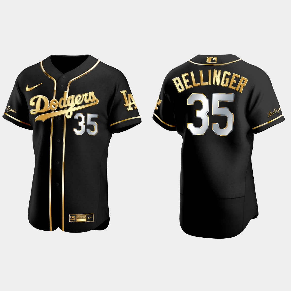 Los Angeles Dodgers #35 Cody Bellinger Golden Edition Jersey - Black