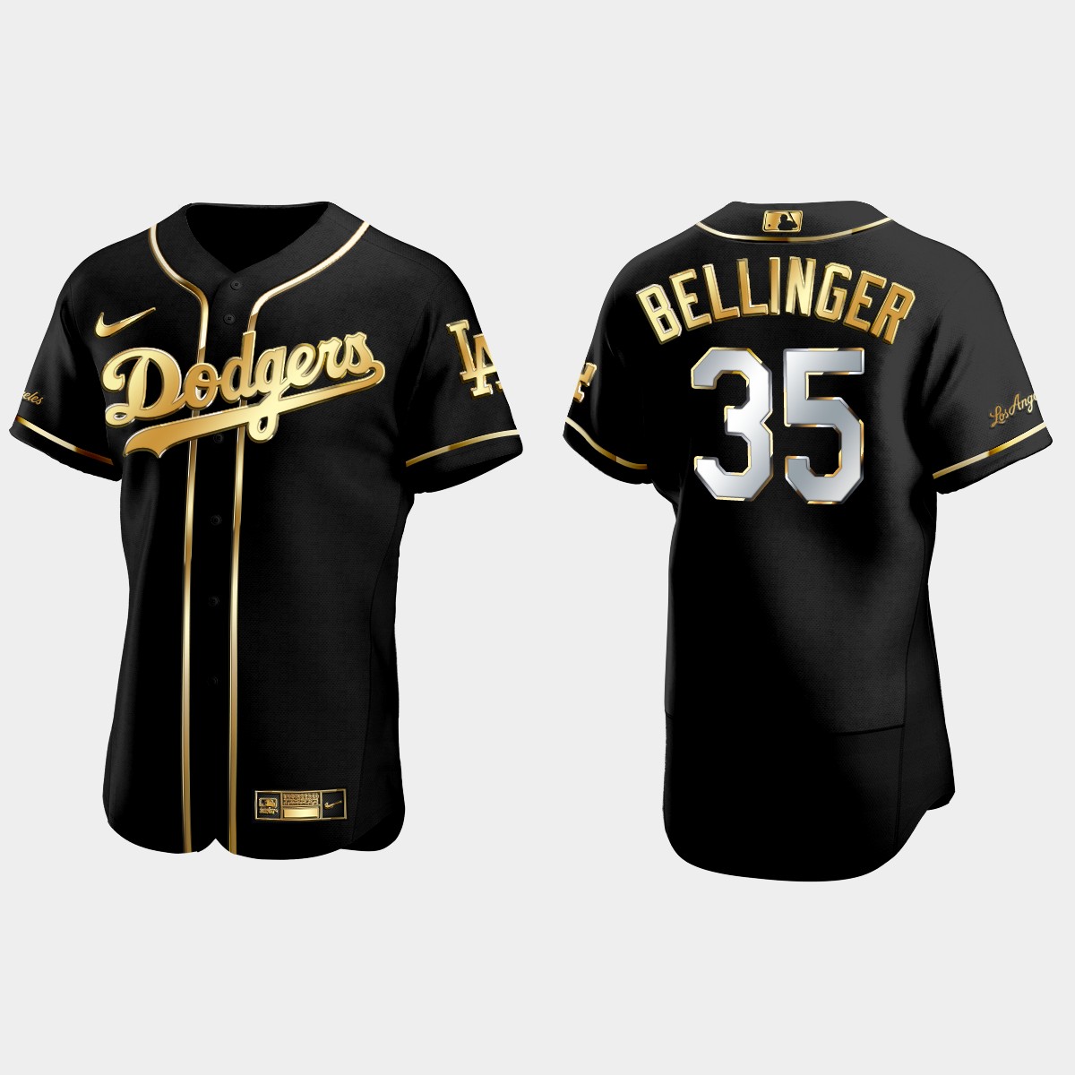 Los Angeles Dodgers #35 Cody Bellinger Golden Edition Jersey - Black