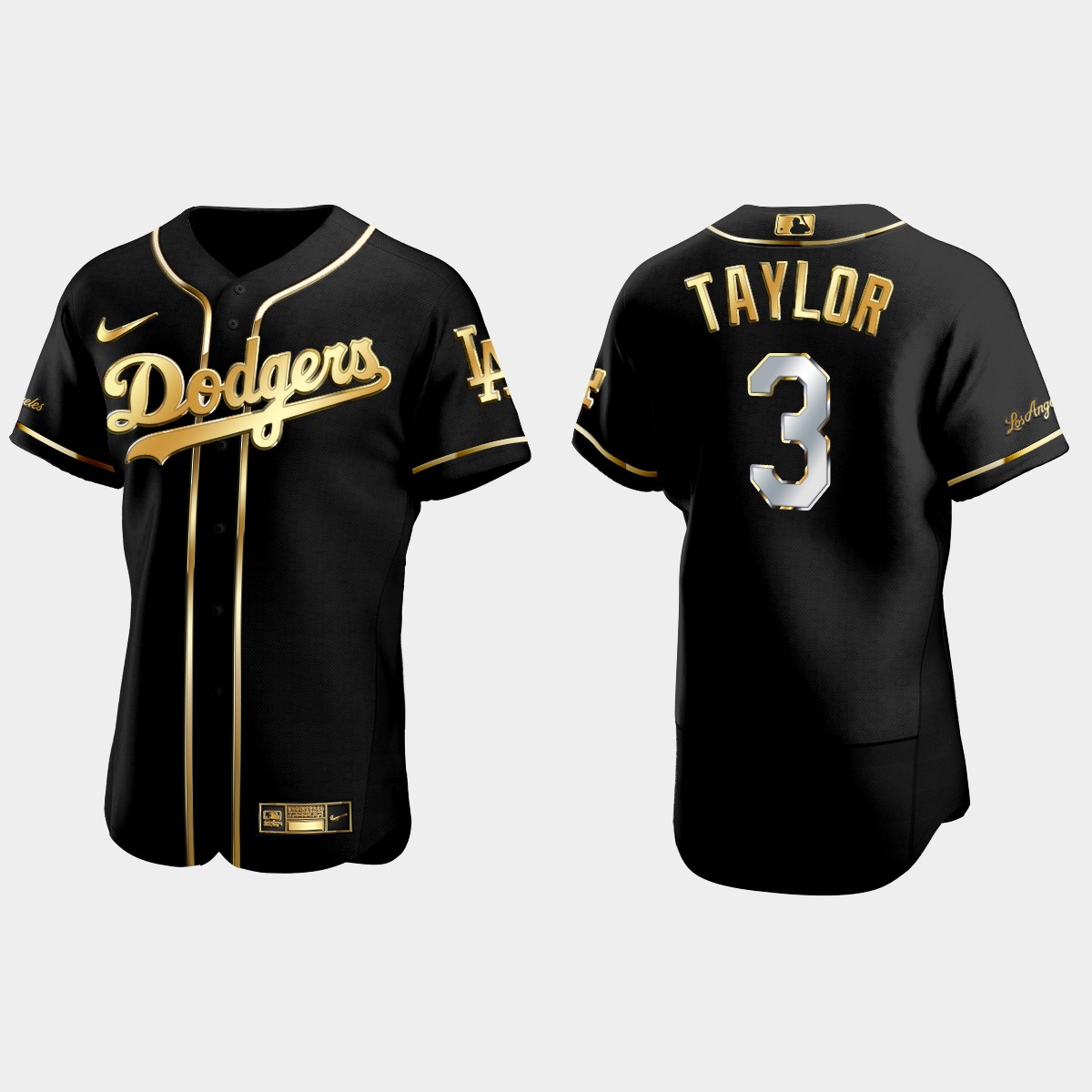 Los Angeles Dodgers #3 Chris Taylor Golden Edition Jersey - Black