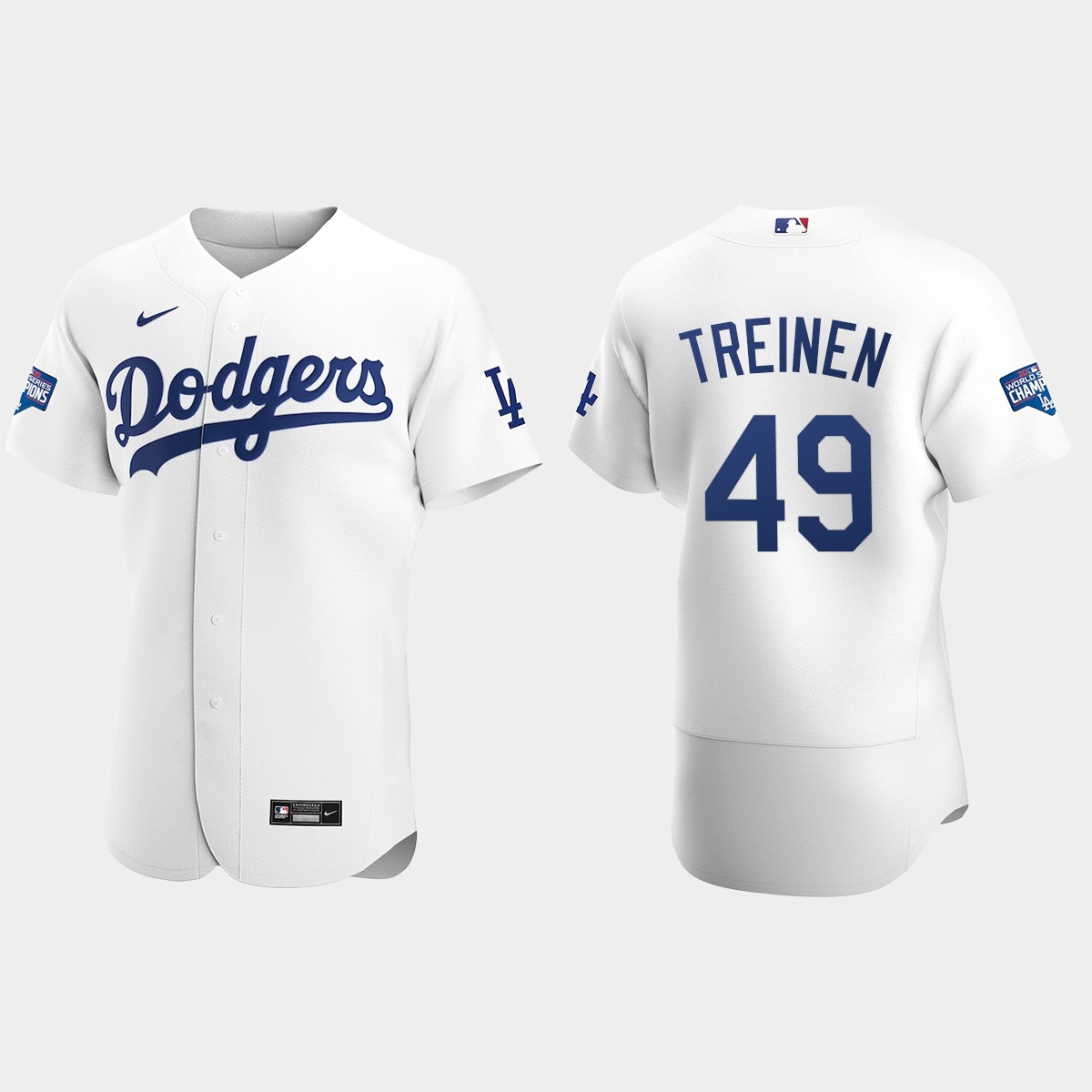 Los Angeles Dodgers #49 Blake Treinen 2020 World Series Champions Home Team Jersey - White