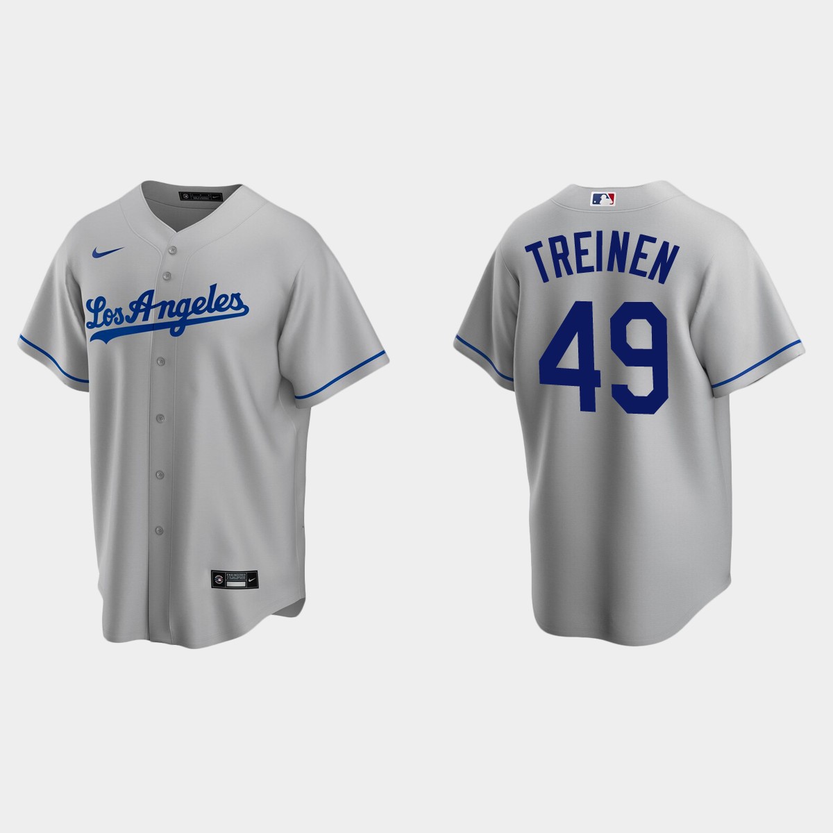 Los Angeles Dodgers #49 Blake Treinen Road Jersey - Gray