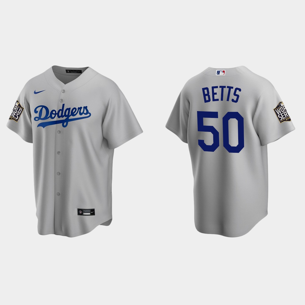 Los Angeles Dodgers #50 Mookie Betts 2020 World Series Alternate Jersey - Gray