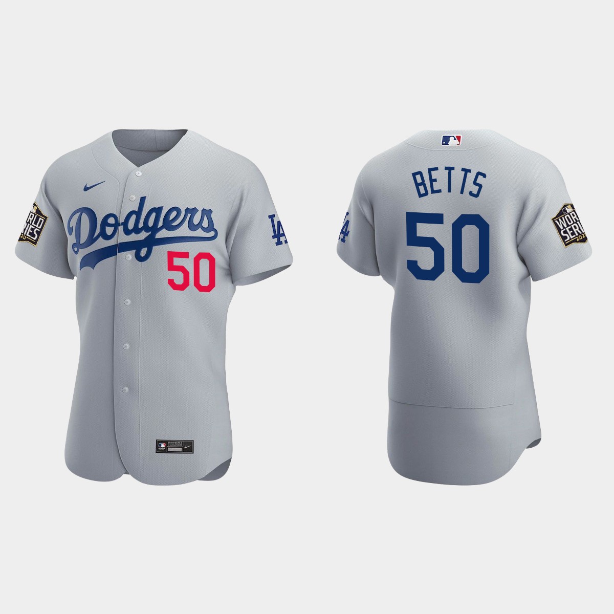 Los Angeles Dodgers #50 Mookie Betts 2020 World Series Alternate Jersey - Gray