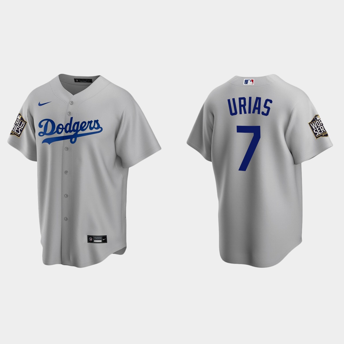 Los Angeles Dodgers #7 Julio Urias 2020 World Series Alternate Jersey - Gray
