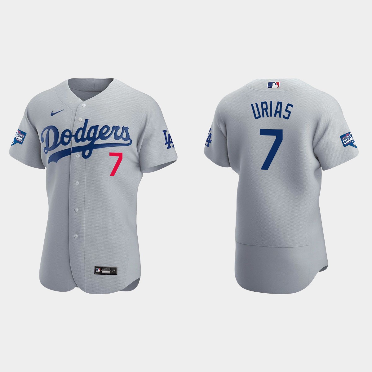 Los Angeles Dodgers #7 Julio Urias 2020 World Series Champions Alternate Team Jersey - Gray