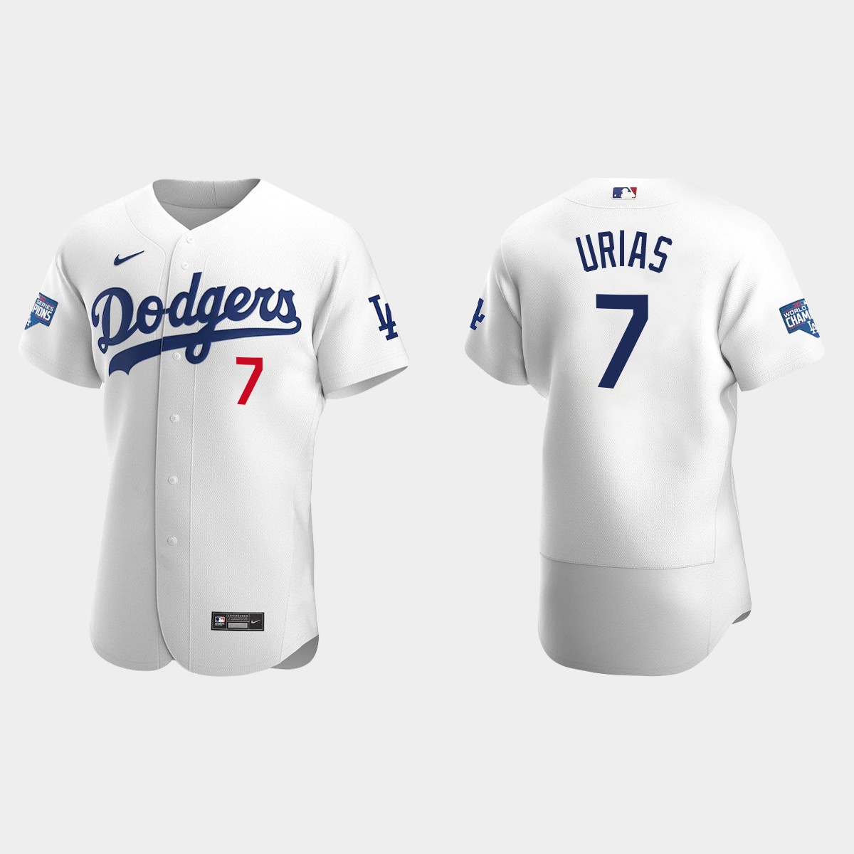 Los Angeles Dodgers #7 Julio Urias 2020 World Series Champions Bound Jersey - White