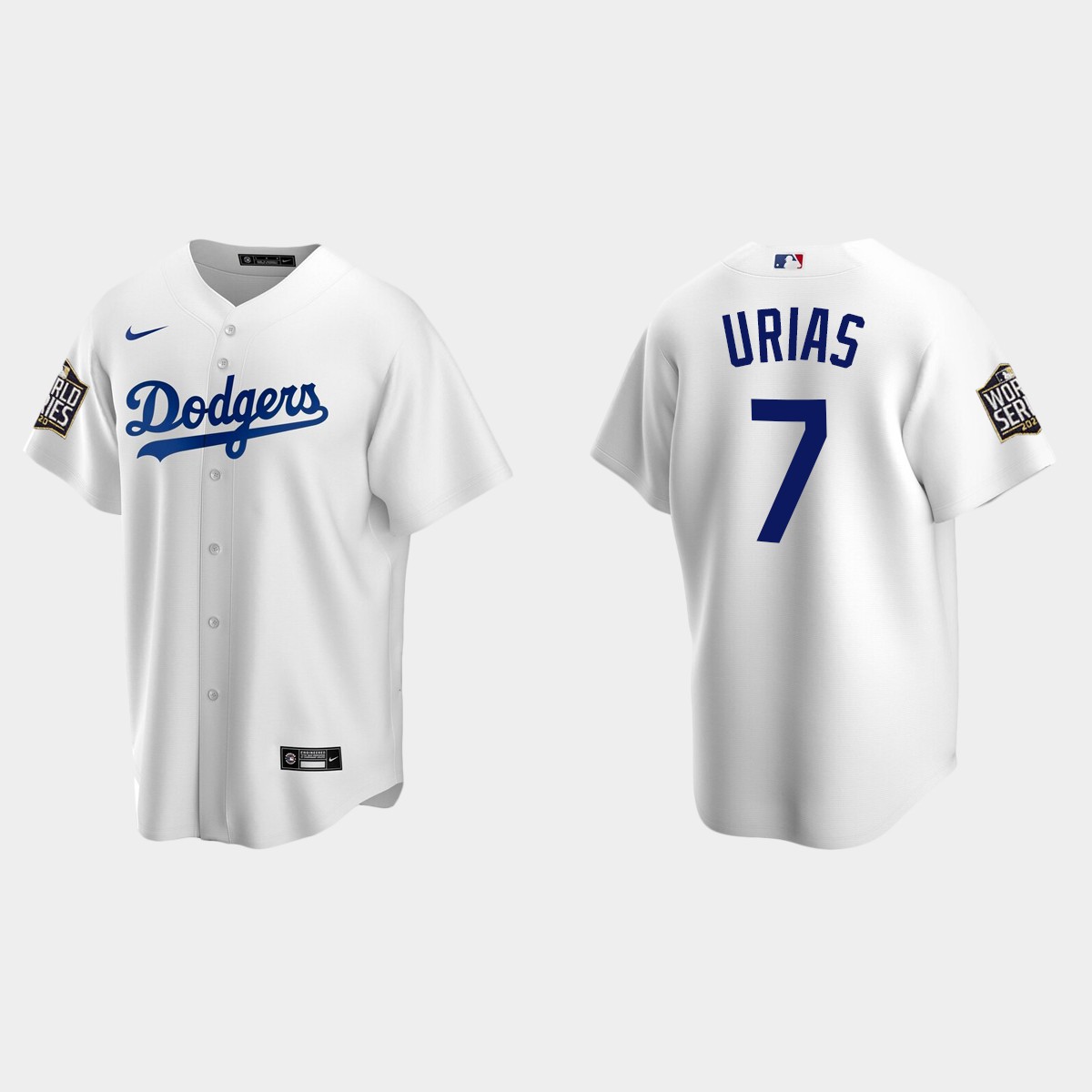 Los Angeles Dodgers #7 Julio Urias 2020 World Series Home Jersey - White