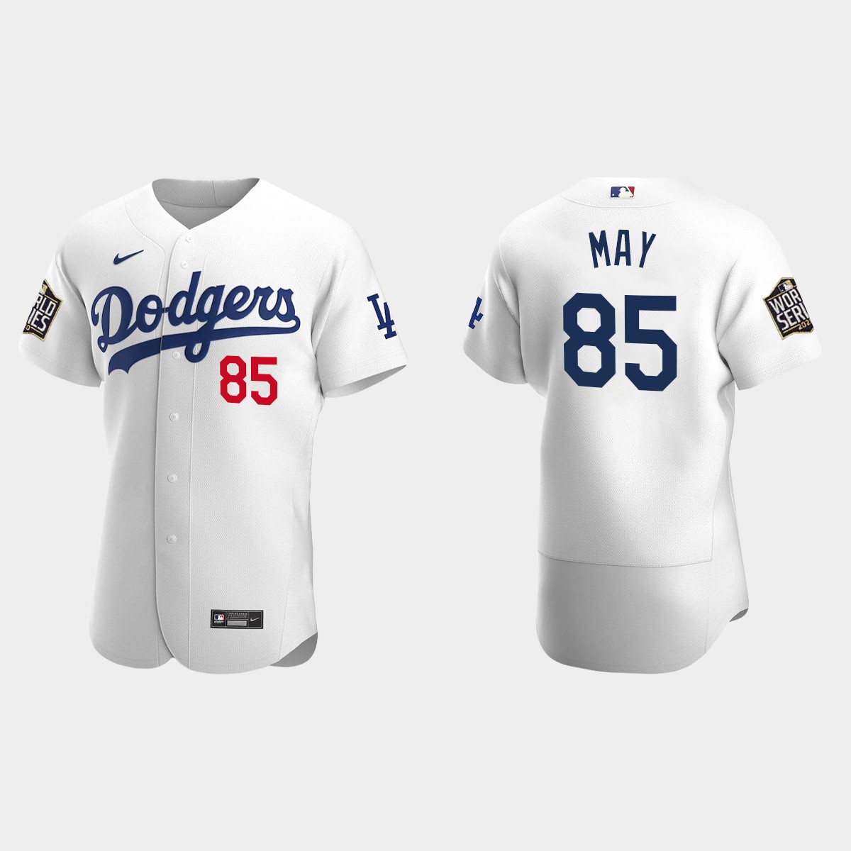 Los Angeles Dodgers #85 Dustin May 2020 World Series Home Jersey - White