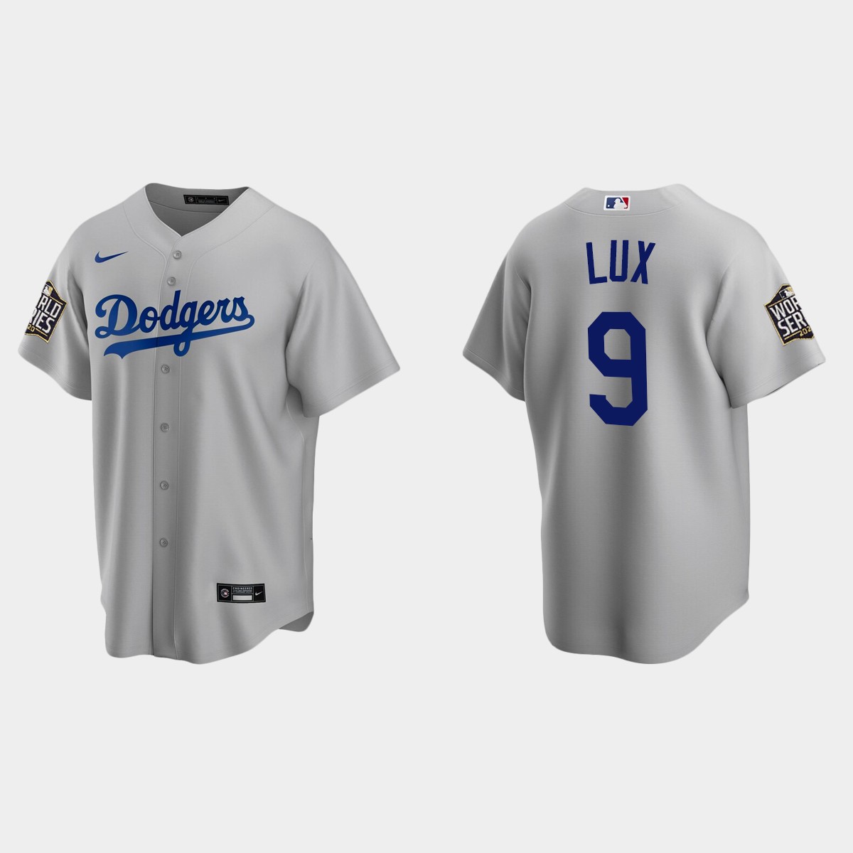 Los Angeles Dodgers #9 Gavin Lux 2020 World Series Alternate Jersey - Gray