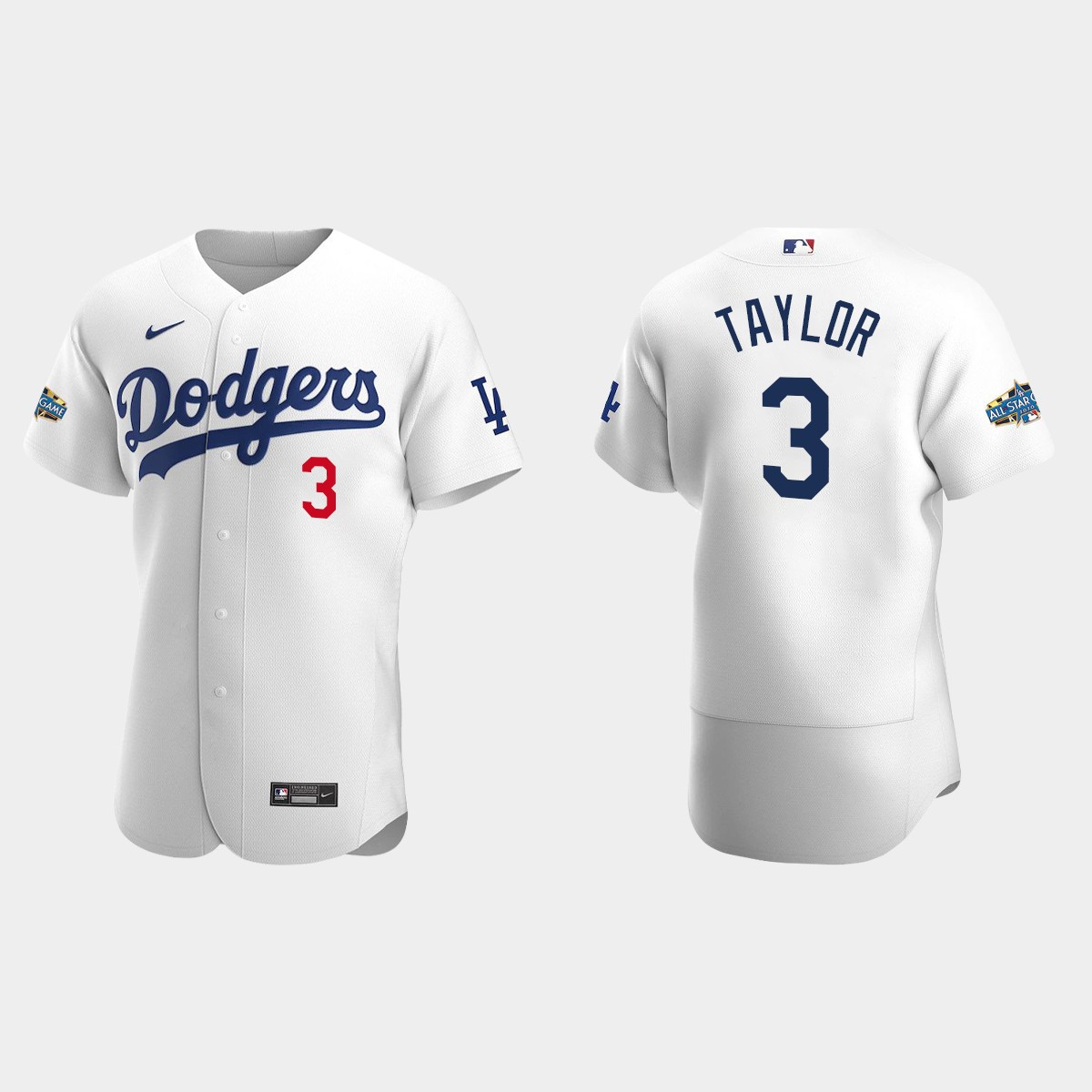 Los Angeles Dodgers Chris Taylor #3 White Patch 2020 Home Jersey