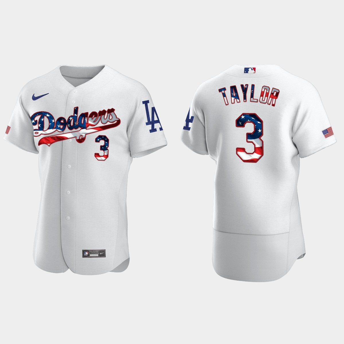 Los Angeles Dodgers Chris Taylor 2020 Stars And Stripes 4th of July Jersey - White