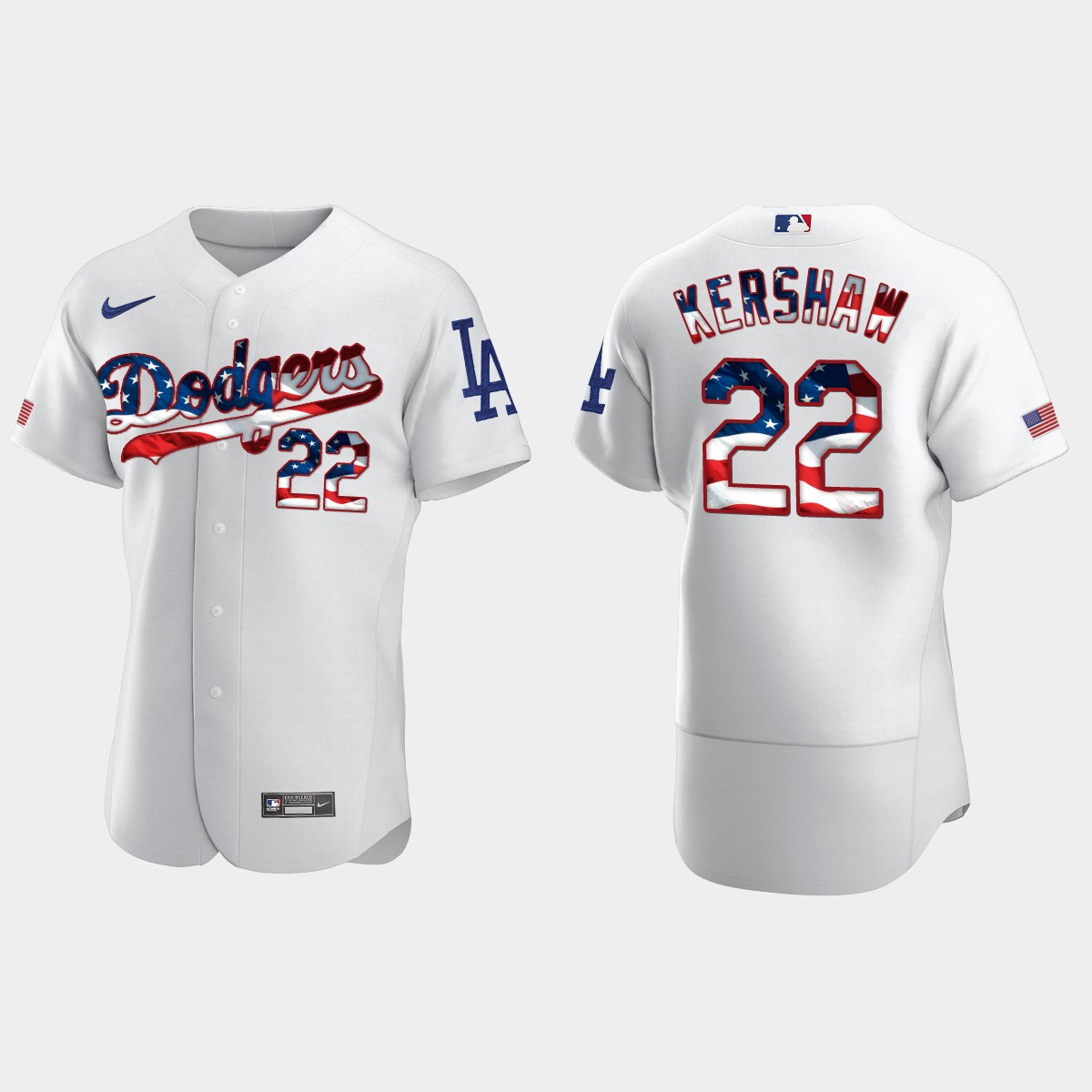 Los Angeles Dodgers Clayton Kershaw 2020 Stars And Stripes 4th of July Jersey - White