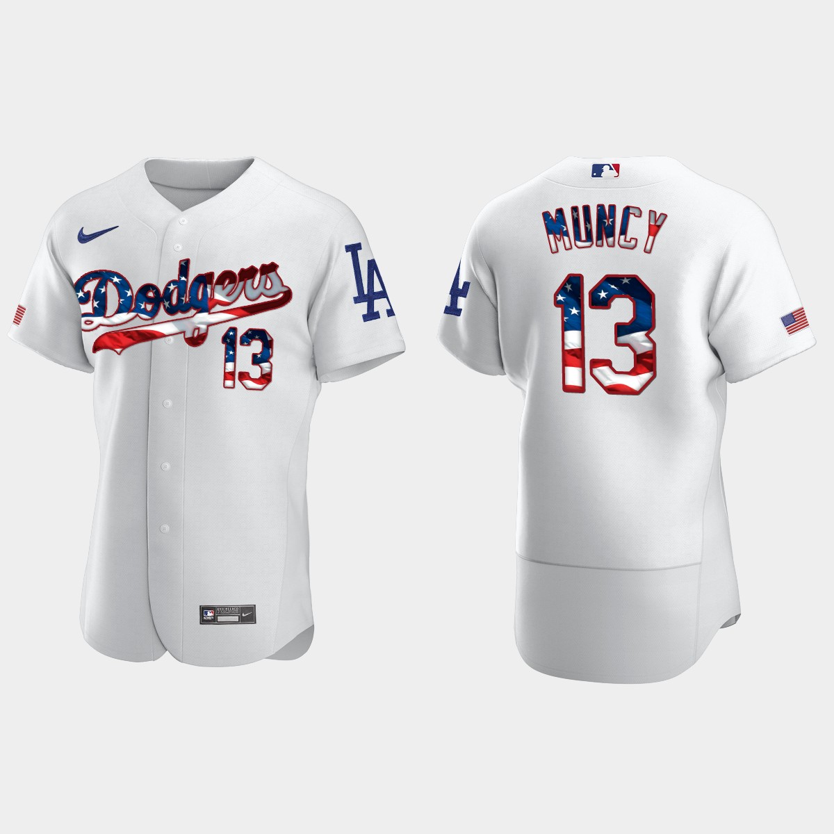 Los Angeles Dodgers Max Muncy 2020 Stars And Stripes 4th of July Jersey - White