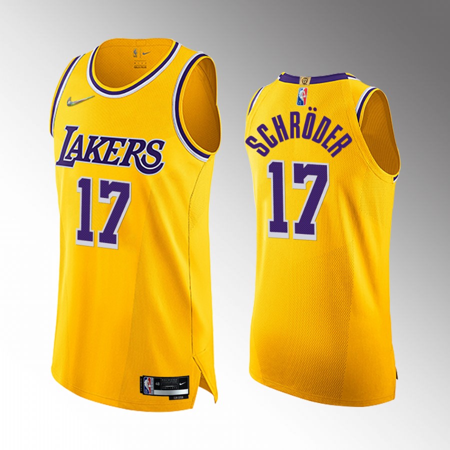 Los Angeles Lakers #17 Dennis Schroder Gold 75th Diamond Badge Jersey Icon Edition