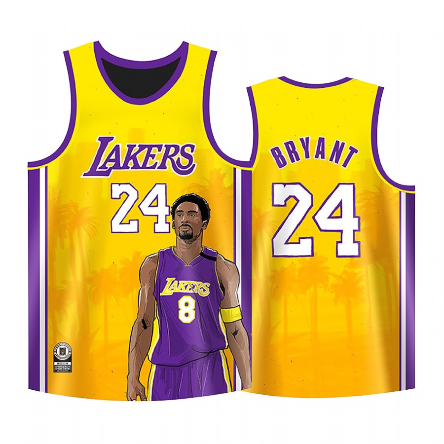 Los Angeles Lakers #24 Kobe Bryant Jersey Cool Man Gold