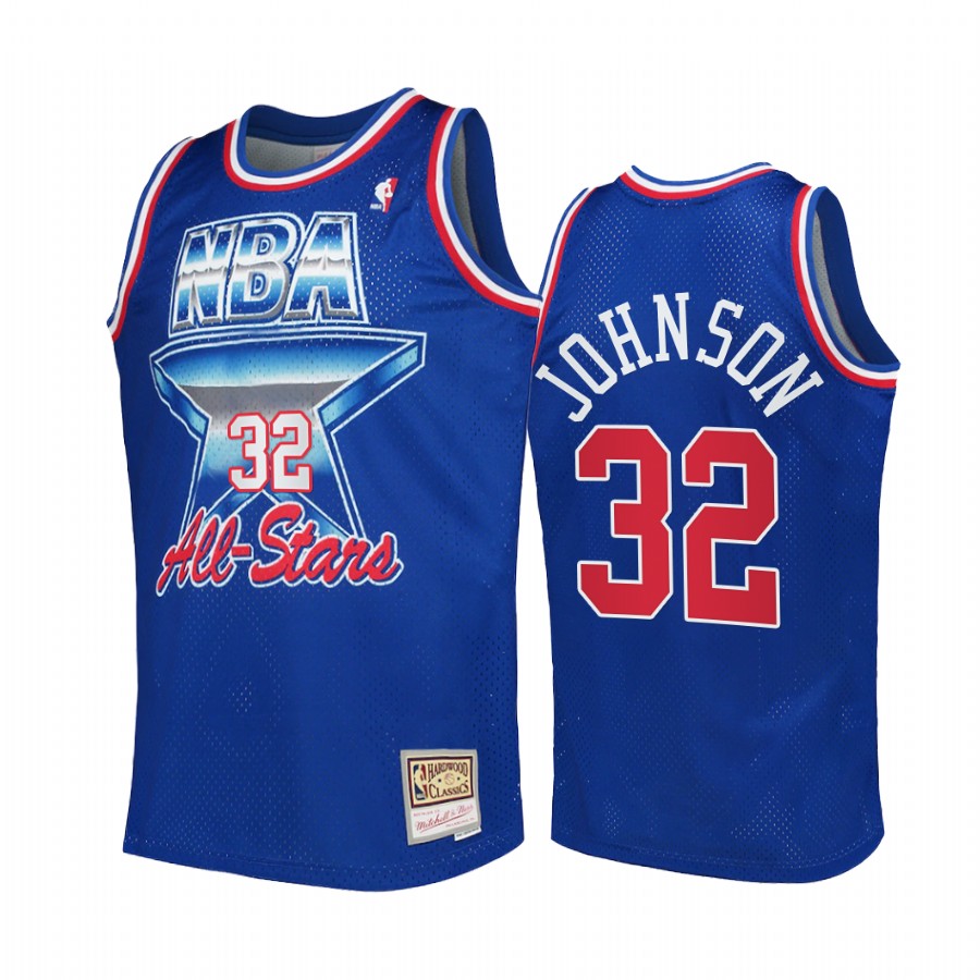 Los Angeles Lakers #32 Magic Johnson 1992 All-Star Western Conference Jersey Blue