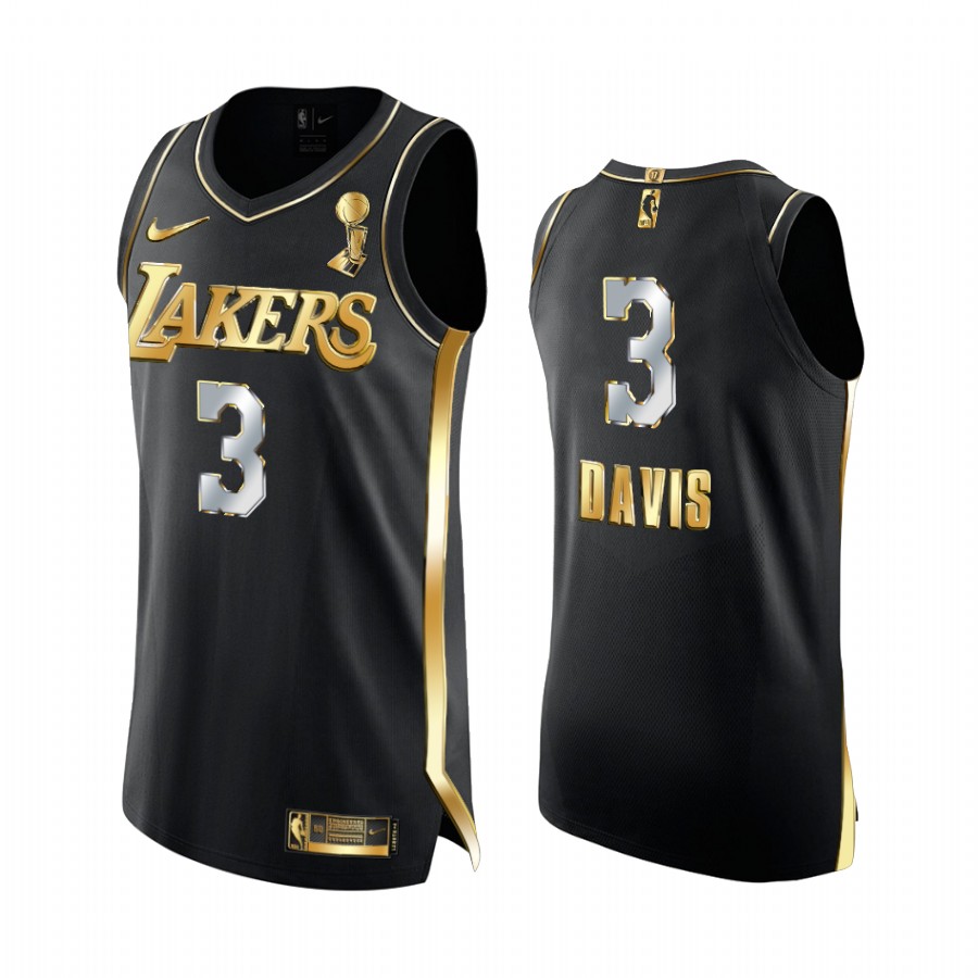 Los Angeles Lakers 17X NBA Finals Champions Anthony Davis Black Golden Jersey Social justice