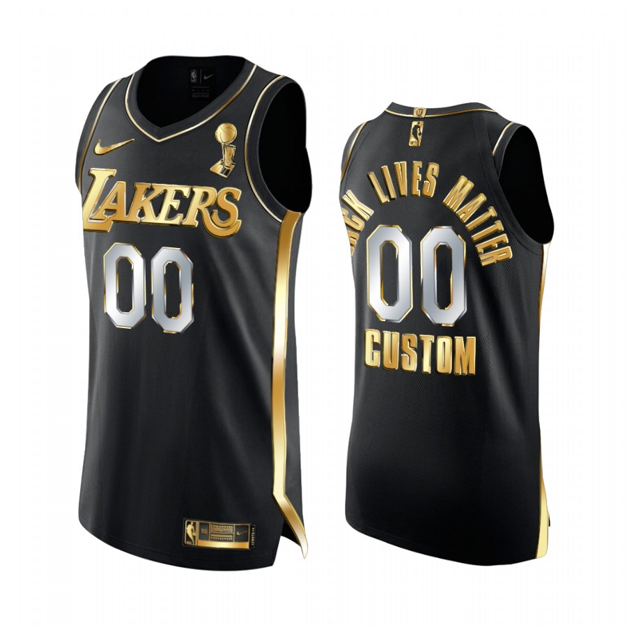Los Angeles Lakers 17X NBA Finals Champions Custom Black Golden Jersey Social justice