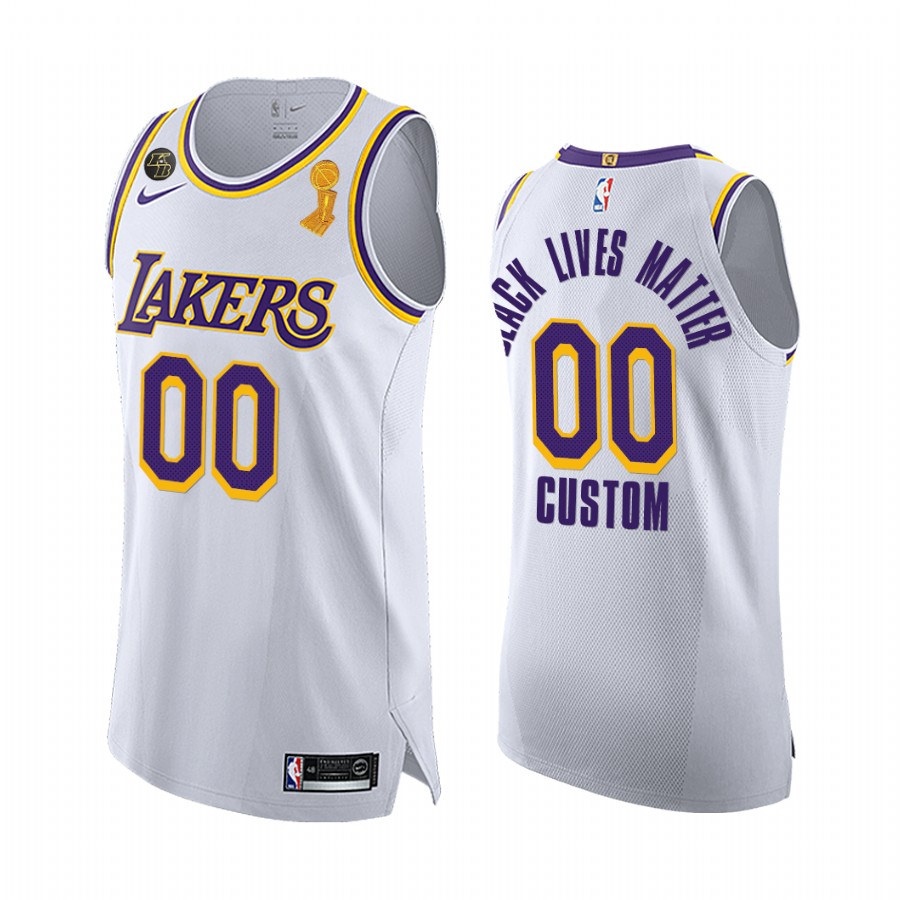 Los Angeles Lakers 2020 NBA Finals Champions Custom White Social justice Jersey Association