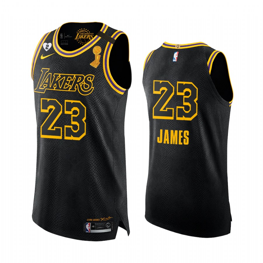 Los Angeles Lakers 2020 NBA Finals Champions LeBron James Black Mamba Jersey Social justice