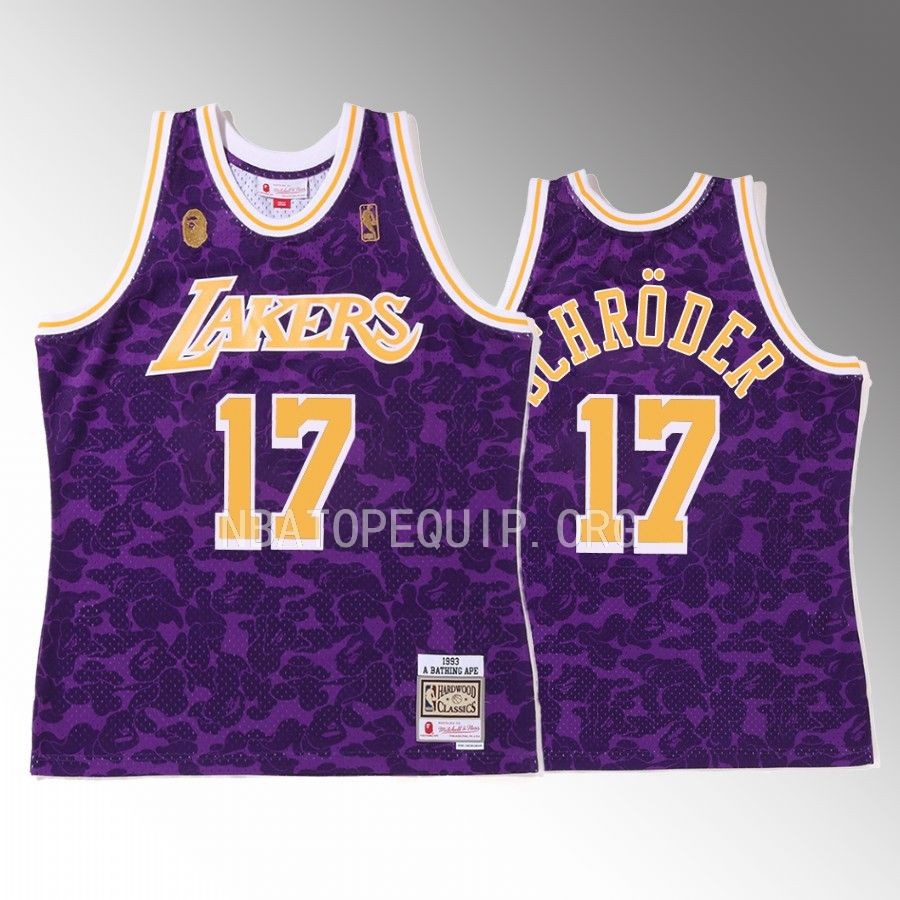Los Angeles Lakers 2022 BAPE Dennis Schroder Purple #17 Jersey Camo Tanktop