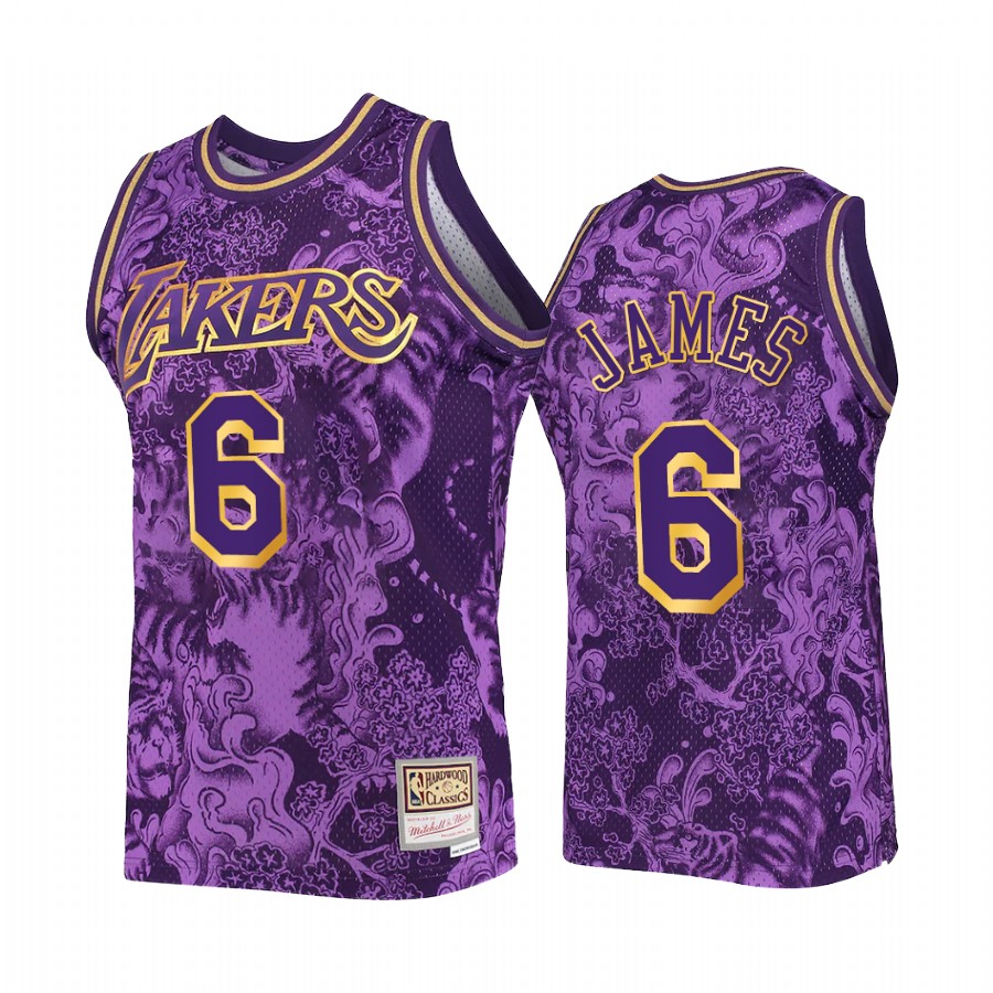 Los Angeles Lakers 2022 Lunar New Year LeBron James Jersey Purple Mitchell Ness