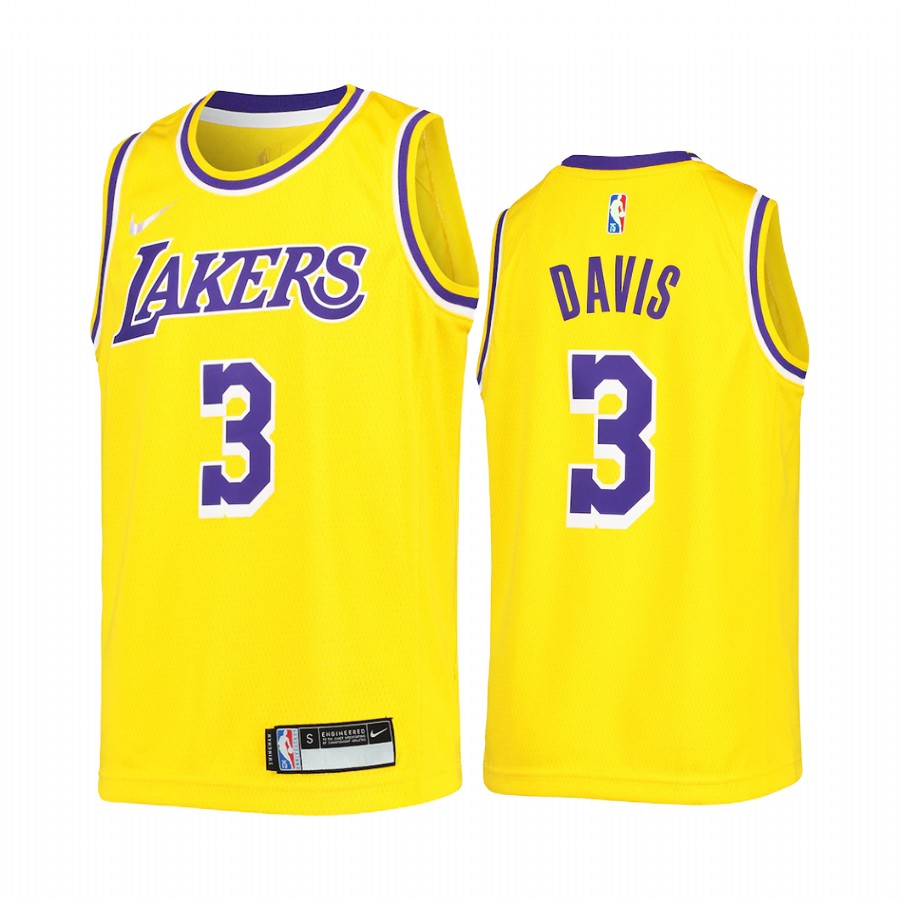 Los Angeles Lakers Anthony Davis Icon Edition Gold Youth Jersey NBA 75th Diamond #3