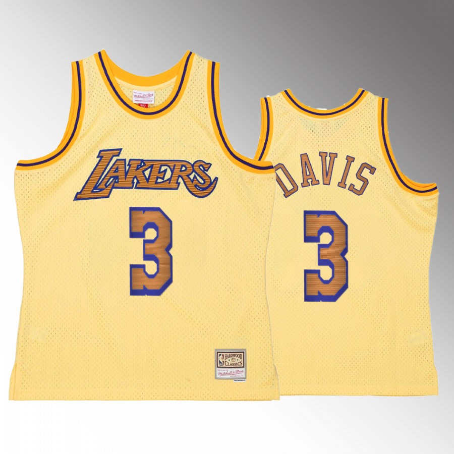 Los Angeles Lakers Anthony Davis Yellow Space Knit Men Jersey Hardwood Classics