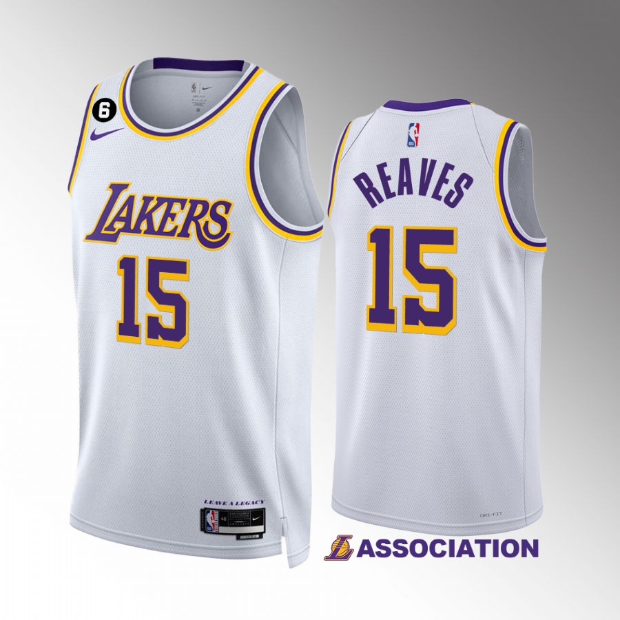 Los Angeles Lakers Austin Reaves 2022-23 Association Edition White #15 Jersey NO.6 Patch
