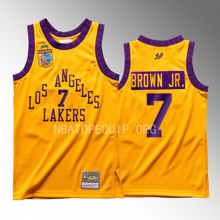 Los Angeles Lakers Bodega X Mitchell Ness Troy Brown Jr. Gold #7 Jersey Worldwide Respect