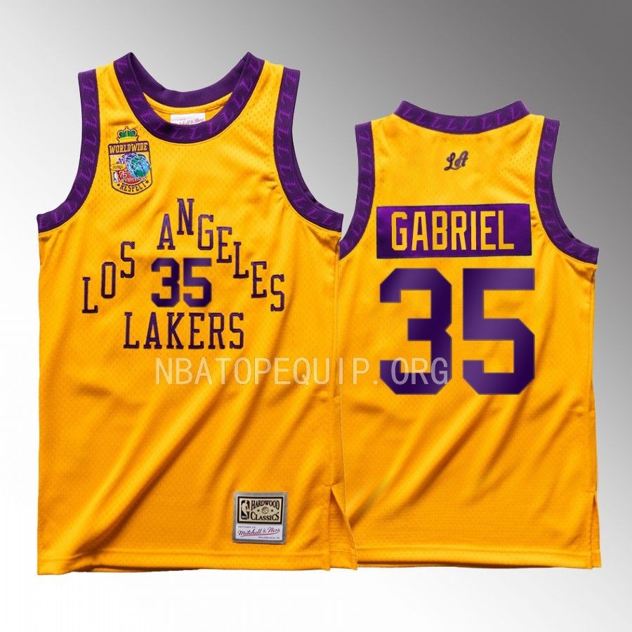 Los Angeles Lakers Bodega X Mitchell Ness Wenyen Gabriel Gold #35 Jersey Worldwide Respect