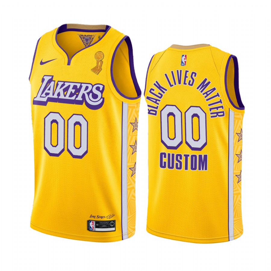 Los Angeles Lakers Custom 2020 NBA Finals Champions Jersey Gold Social justice
