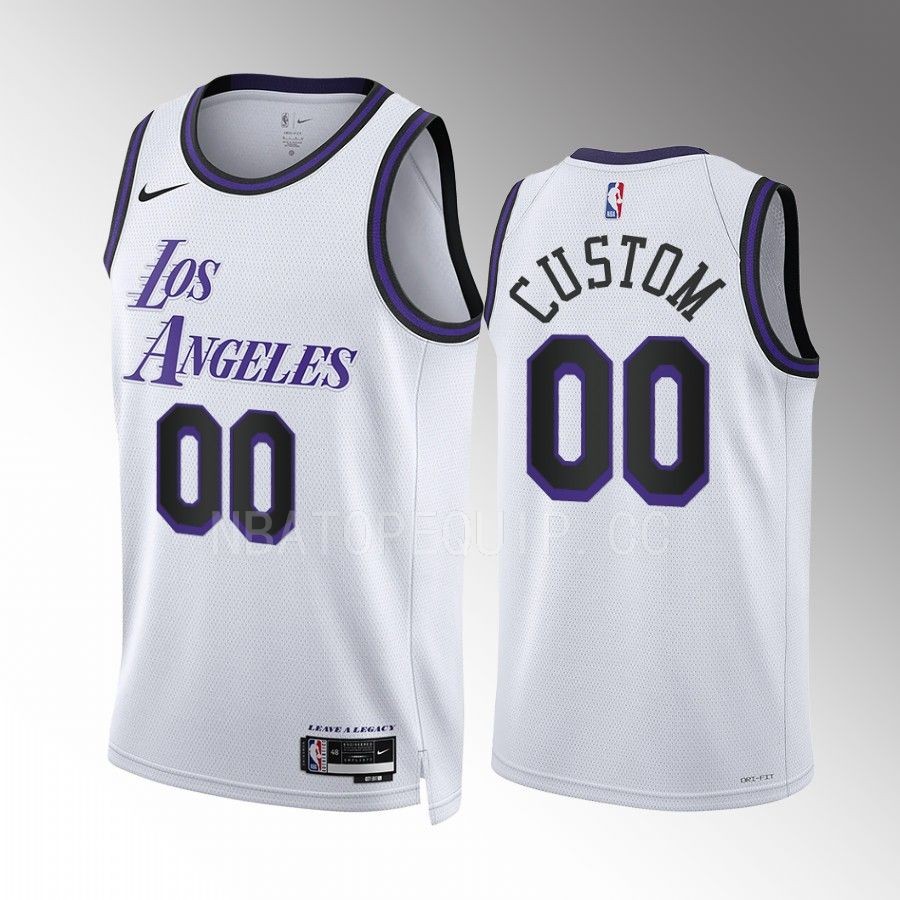Los Angeles Lakers Custom 2022-23 City Edition White #00 Jersey