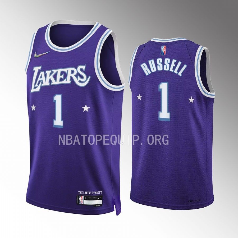 Los Angeles Lakers D'Angelo Russell City Edition Purple #1 Jersey 75th Diamond