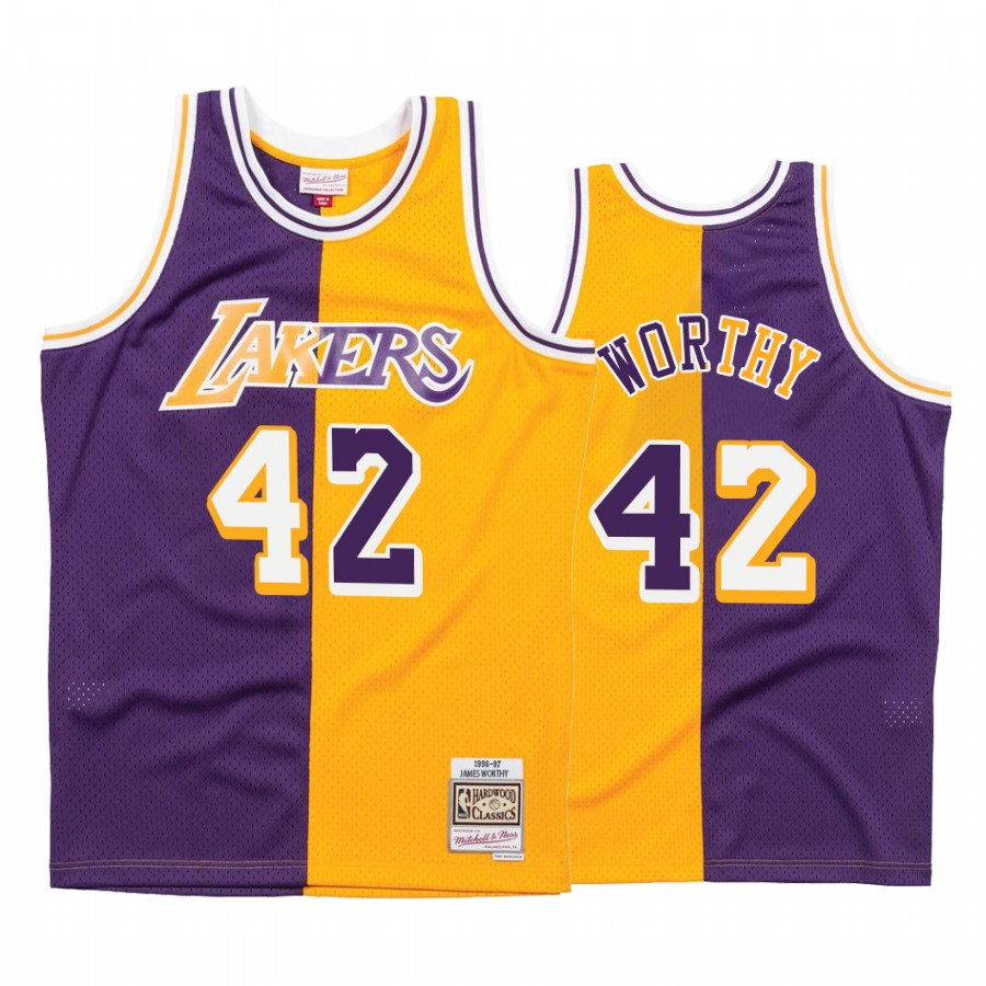 Los Angeles Lakers James Worthy #42 Purple Gold Split Jersey