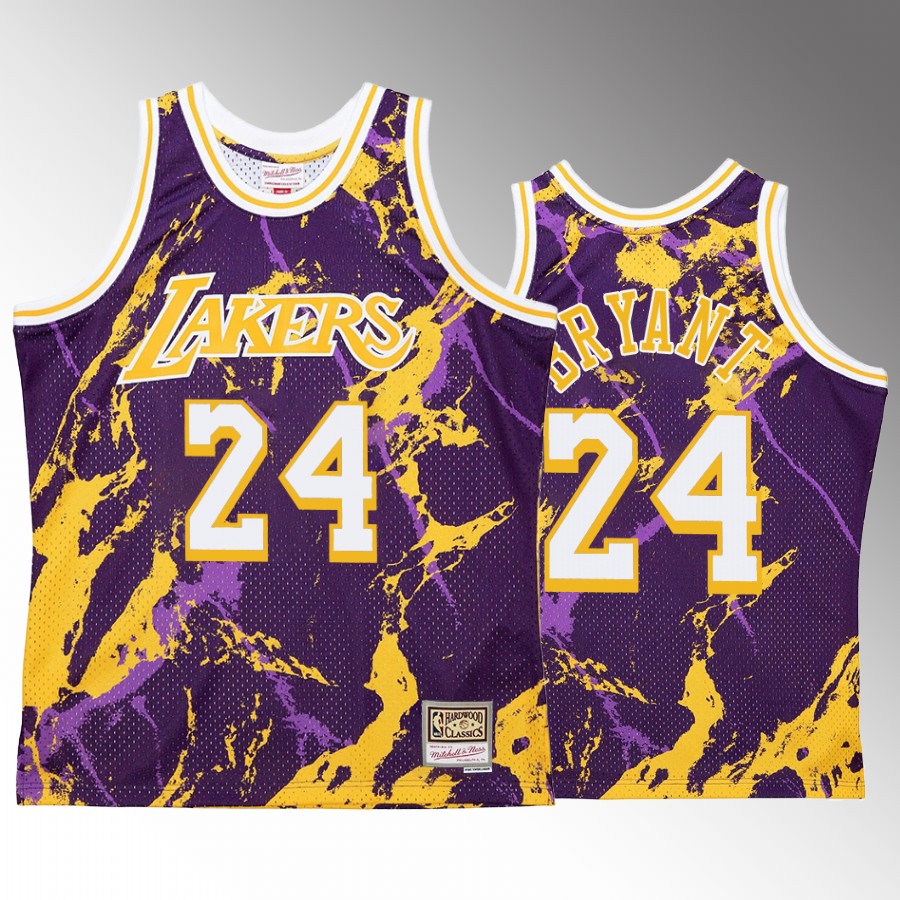 Los Angeles Lakers Kobe Bryant Purple Marble Men Jersey Hardwood Classics