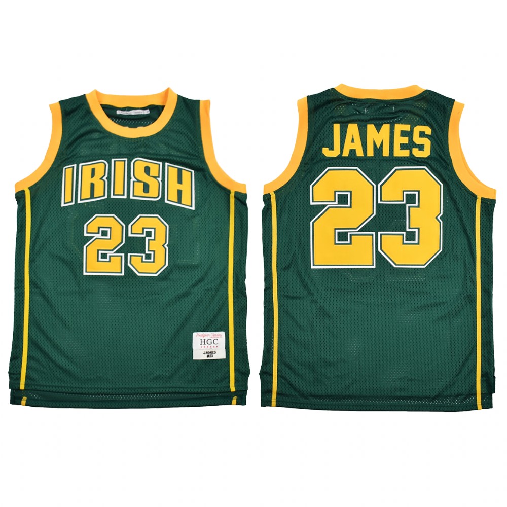 Los Angeles Lakers Lebron James Green Fighting Irish High School  Jersey