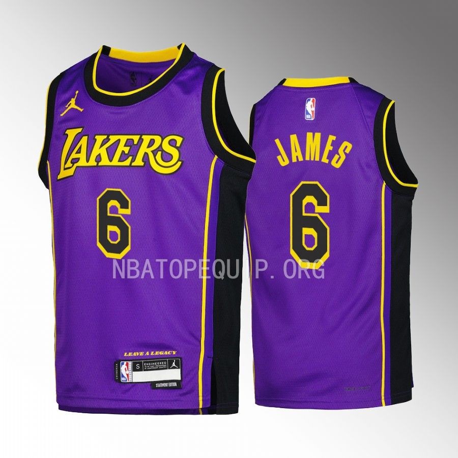Los Angeles Lakers LeBron James Statement Edition Purple Youth Jersey Swingman #6