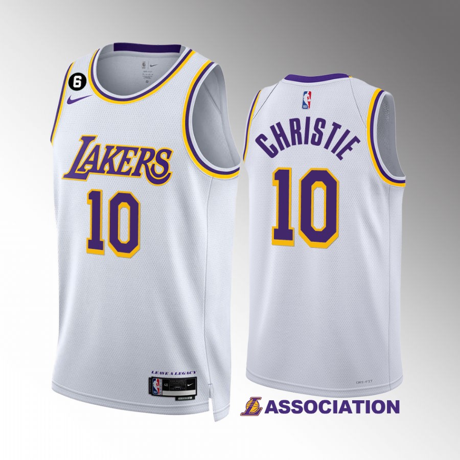 Los Angeles Lakers Max Christie 2022-23 Association Edition White #10 Jersey NO.6 Patch